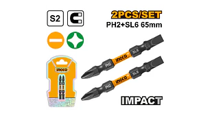 PUNTA INGCO IMPACTO PH2+SL6 65MM JGO.2 PZS # SDBIM72HL665