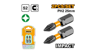 PUNTA INGCO IMPACTO PH2 25MM JGO.2 PZS # SDBIM71PH225