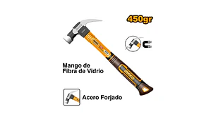 MARTILLO INGCO CARPINTERO M/FIBRA VIDRIO 16 OZ./450 GRS. #HCH81016