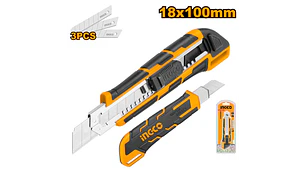 CUCHILLO CARTONAJE INGCO 18MM X 100MM C/3 HJAS.REPUESTO # HKNS28035
