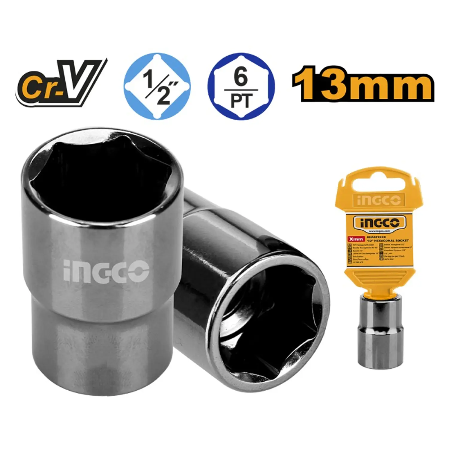 LLAVE DADO INGCO 6 PTA 1/2 DR 13 MM # HHAST12131