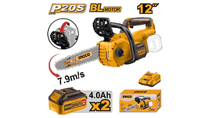 MOTOSIERRA INGCO INALAMBRICA 20V C/BATERIA Y C/CARGADOR BARRA 12