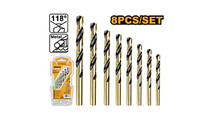 BROCA PARA METAL INGCO HSS JGO.8 PIEZAS 2-8 MM # AKDB0801