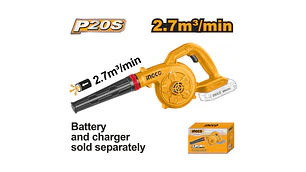 SOPLADOR INGCO INALAMB.20V S/BATERIA Y S/CARGADOR #CABLI20028