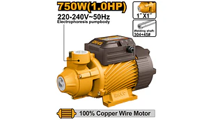 BOMBA AGUA INGCO PERIFERICA 750 WATTS - 1,0 HP MAX.SUCCION 8 MTS.# VPM75068