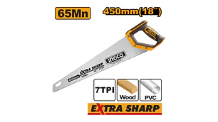 SERRUCHO INGCO CARPINTERO EXTRA SHARP 450MM/18MM # HHAS15450