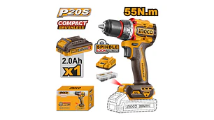 TALADRO INGCO INALAMBRICO 20V - C/1 BAT.2.0AH Y 1 CARGADOR #CDLI205582 (C)