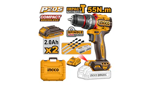 TALADRO INGCO INALAMBRICO DE IMPACTO 20V - C/2 BAT.2.0AH Y 1 CARGADOR #CIDLI20558 (C)