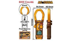 MULTITESTER DIGITAL INGCO C/PINZA AMPERIMETRICA 1000A # DCM610001