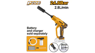 HIDROLAVADORA INGCO INALAM. 20V 24,8 BAR S/BAT.- S/CARG. CAUDAL 2.8L/MIN #CPWLI2036