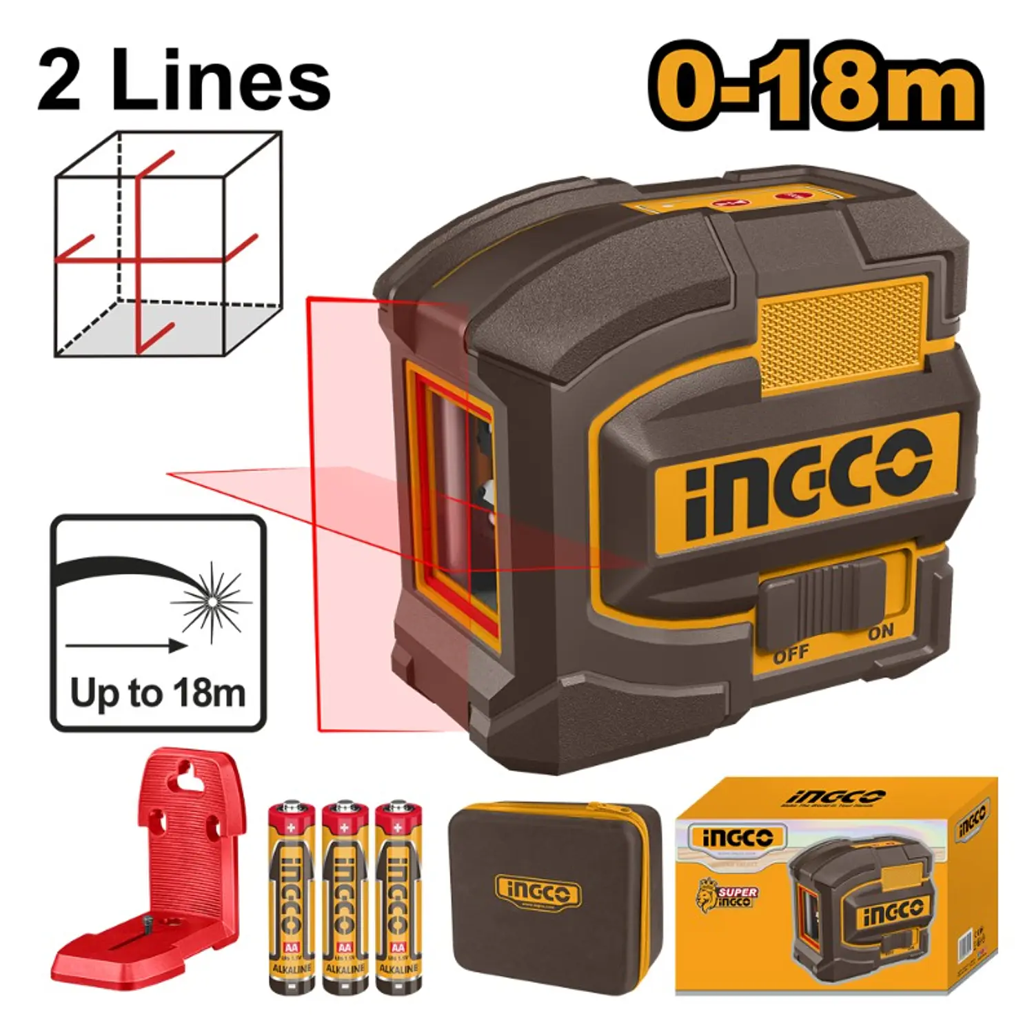 NIVEL INGCO LASER AUTOMATICO TIPO CRUZ 18 MTS. # HLL156503