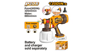 PISTOLA PINTAR/SOPLADORA INGCO INALAMBRICA 20V 800 ML S/BATERIA S/CARGADOR # CSGLI2004