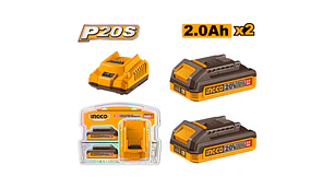 CARGADOR NORMAL INGCO + 2 BATERIAS 2AMP 20V # FBCPK2212 (C)