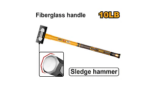 COMBO MARTILLO INGCO MANGO FIBRA VIDRIO 10 LBS # HSM81498