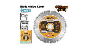 DISCO DIAMANTADO INGCO SEGMENTADO CORTE HUMEDO 355 MM # DMD033552