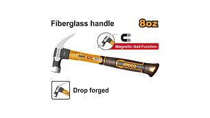MARTILLO INGCO CARPIINTERO MAGNETICO C/MANGO FIBRA VIDRIO 220GRS./8OZ# HCH81008