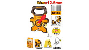 CINTA METRICA INGCO AGRIMENSOR DE ACERO MM-PULG. C/ MANGO 50 MTS.# HSMT0850
