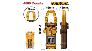 MULTITESTER DIGITAL INGCO C/PINZA AMPERIMETRICA C/3 PILAS AAA # DCM66001