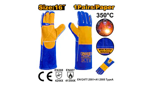 GUANTES CUERO INGCO LARGO SOLDADOR TEMPERATURA MAX.350° 16