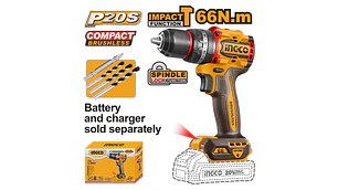 TALADRO INGCO INALAMBRICO DE IMPACTO 20V - SIN BATERIA Y SIN CARGADOR #CIDLI206681 (C)