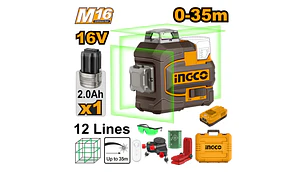 NIVEL LASER INALAM. INGCO AUTONIVELANTE 35 MTS 16V C/BATERIA Y CARGADOR # HLL301201