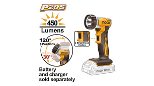 LINTERNA LED INGCO INALAMBRICA 20V S/BAT.S/CARGADOR # CWLI2058