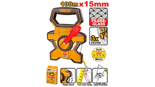 HUINCHA METRICA INGCO AGRIMENSOR FIBRA DE VIDRIO 100MTS X 15MM #HFMT18100