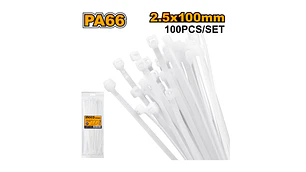 AMARRA PLASTICA INGCO BLANCA BOLSA 100 PZAS. LARGO 100 MM # HCT1001