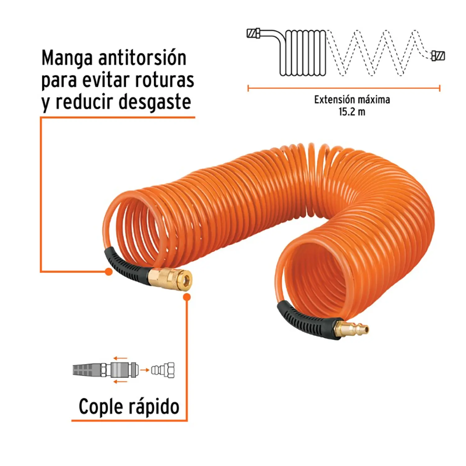 MANGUERA P/AIRE TRUPER T/ RESORTE 1/4