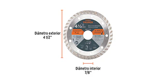 DISCO CORTAR TRUPER DIAMANTADO TURBO # DID-245 (DDT-1513T) 4.1/2