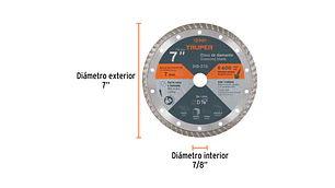 DISCO CORTAR TRUPER DIAMANTADO TURBO # DID-270 (DDT-1527T) 7