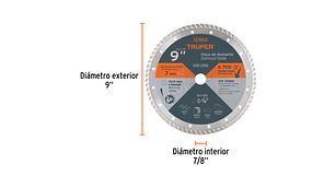 DISCO CORTAR TRUPER DIAMANTADO TURBO # DID-290 (DDT-1542T) 9