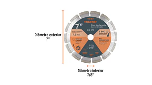 DISCO CORTAR TRUPER DIAMANTADO SEGMENT # DID-370 ( DDT-806D) 7