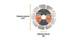 DISCO CORTAR TRUPER DIAMANTADO SEGMENT # DID-345 (DDT-829D) 4.1/2