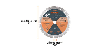 DISCO CORTAR TRUPER DIAMANTADO SEGMENT # DID-390 (DDT-837D) 9