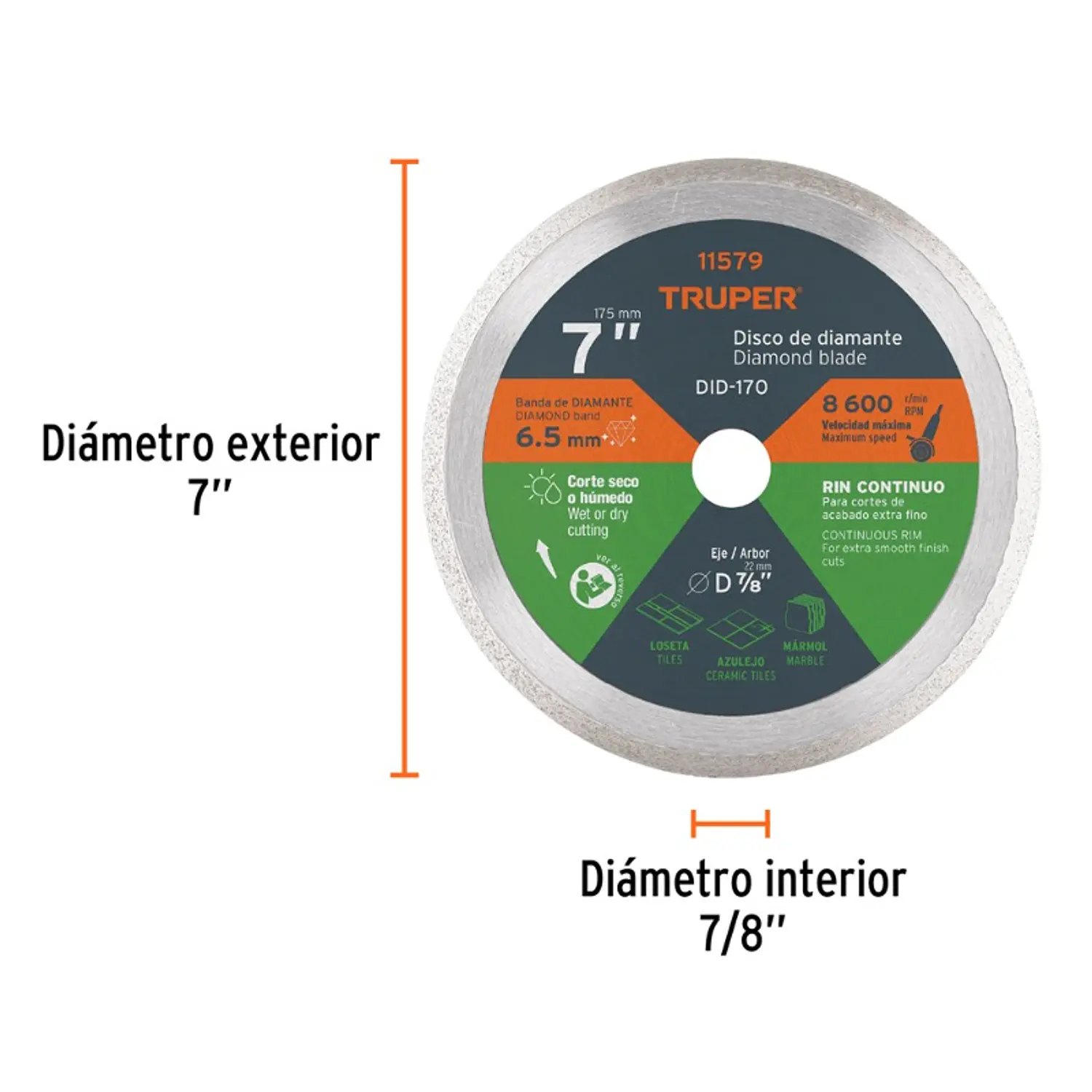 DISCO CORTAR TRUPER DIAMANTADO CONTINUO # DID-170 ( DDT-804C) 7