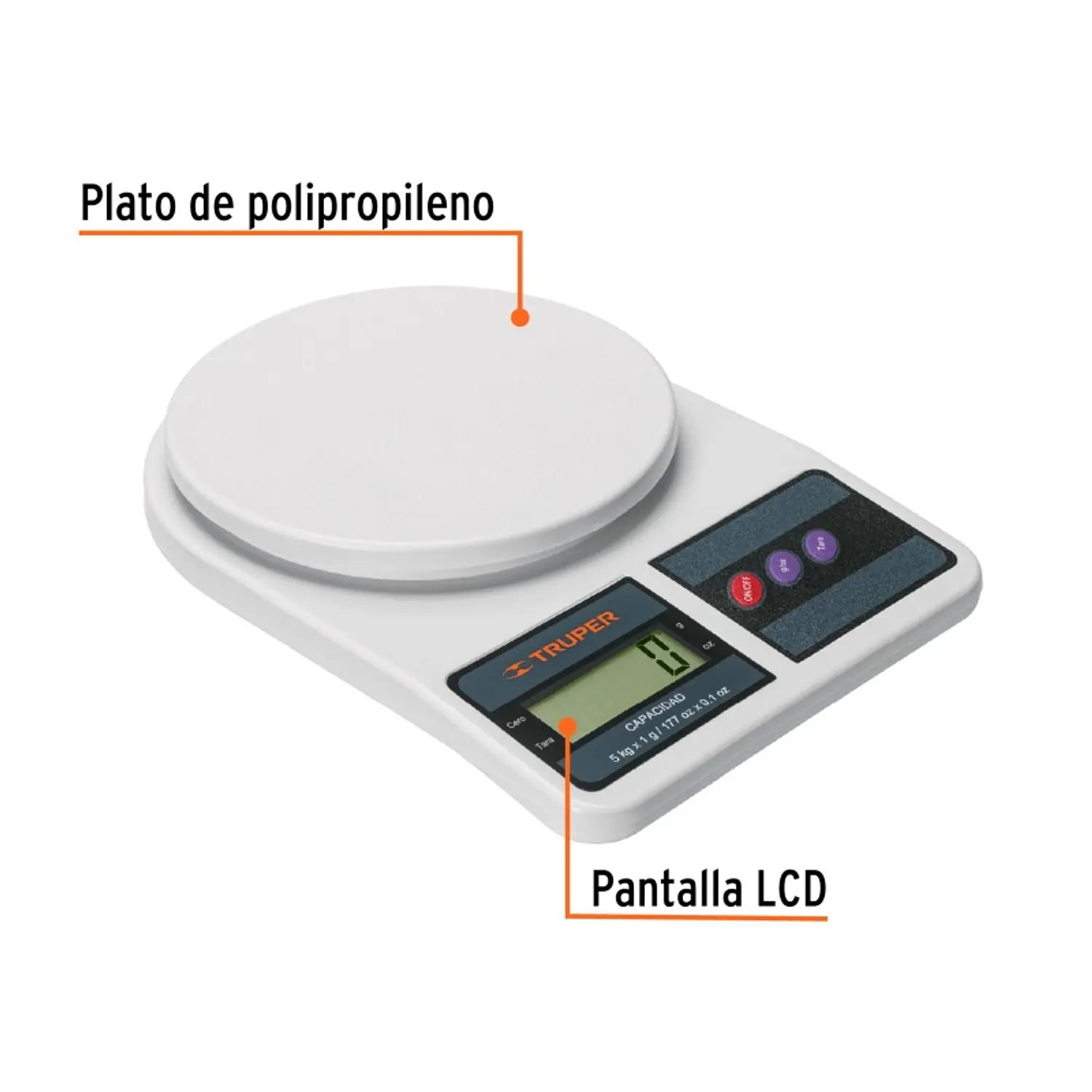 BALANZA COCINA TRUPER DIGITAL P/5 KILOS #BASE-5EP (15161)