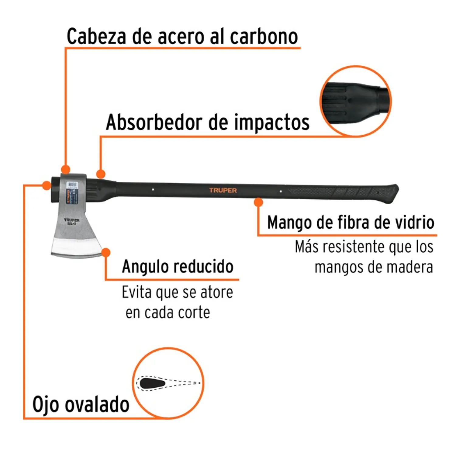 HACHA TRUPER MEDIA LABOR 4 LBS. # ML-4M C/MANGO FIBRA 36