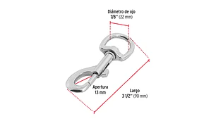 MOSQUETON C/DESTORCEDOR FIERO TRUPER DE ZINC 3 1/2