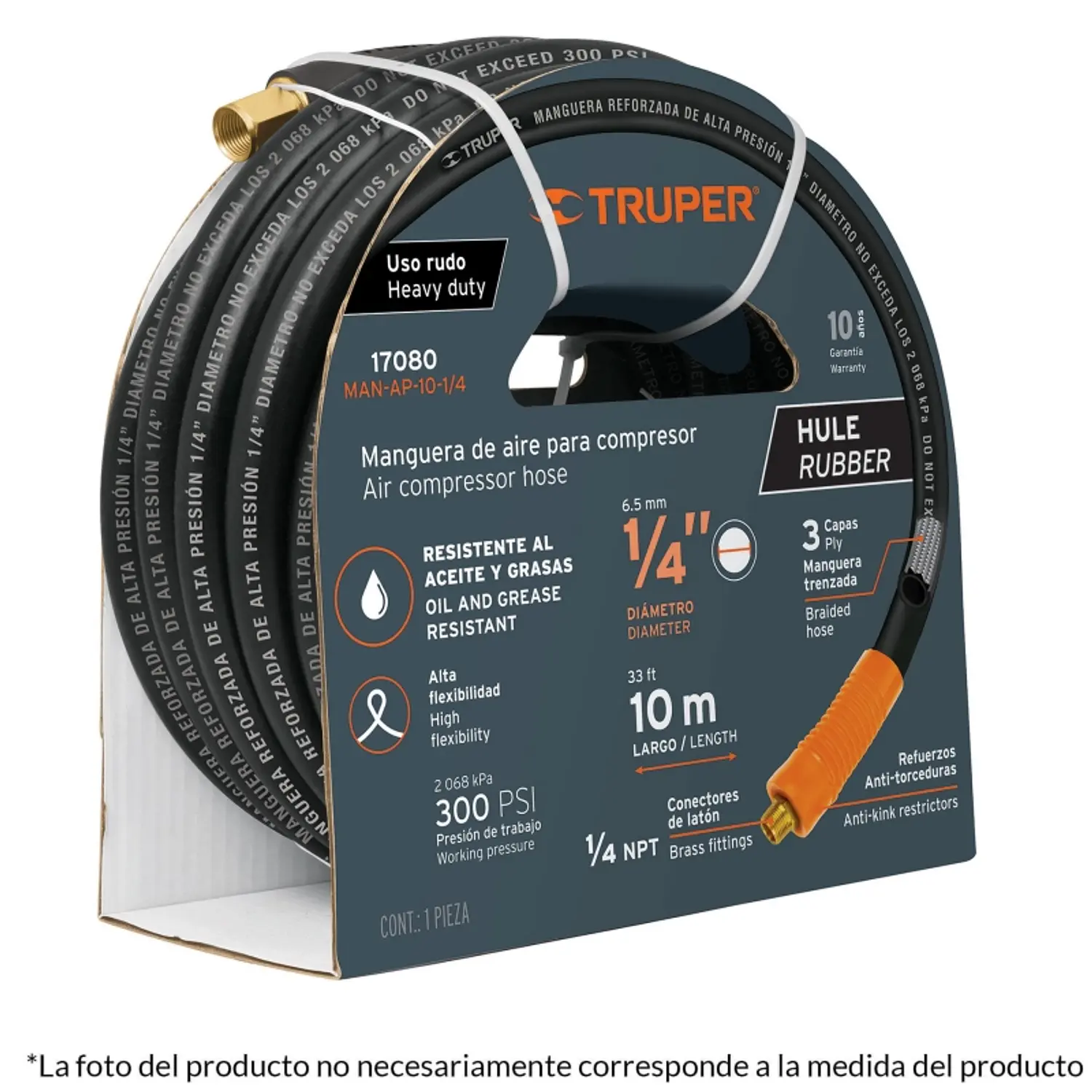 MANGUERA DE HULE TRUPER P/COMPRESOR 15 MTS. # MAN-AP-15-1/4 (17081)