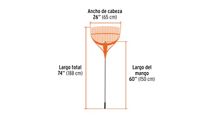 RASTRILLO BARRE HOJAS TRUPER 26 DIENTES CON MANGO ACERO # EP-26X (19881)