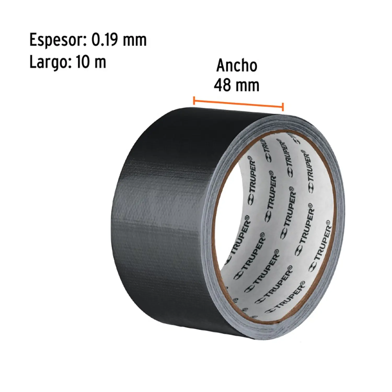 CINTA P/DUCTOS TRUPER NEGRA ADHESIVO TERMOFUSIBLE (PQTE 6 ROLLOS) #CDU-10XN (103061)