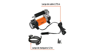 COMPRESOR AIRE TRUPER PORTATIL P/AUTO CON LINTERNA 0-35 PSI # COMP-12 (19999)