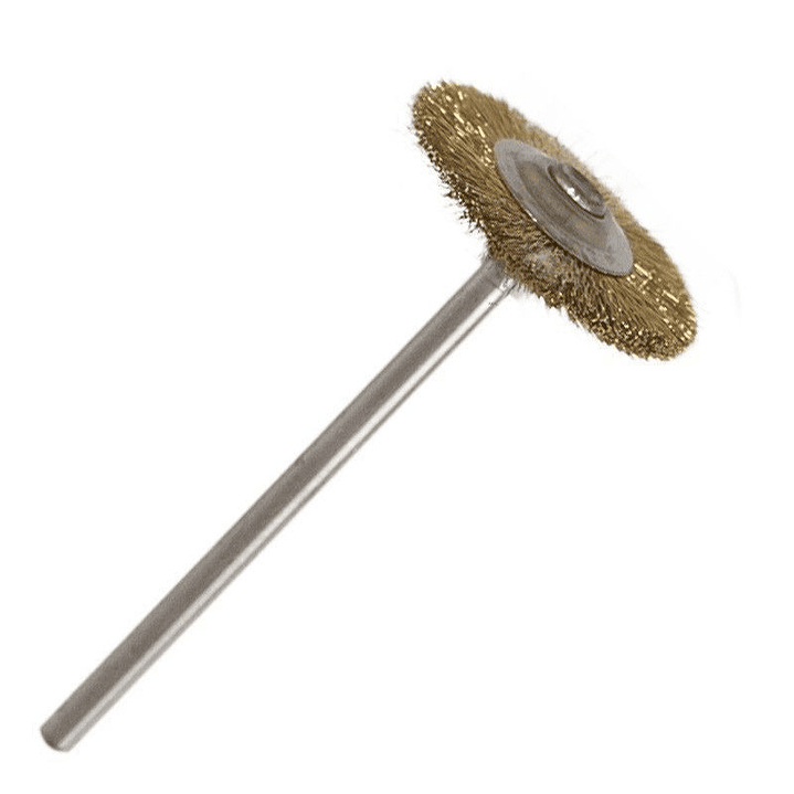 ESCOBILLA BRONCE CON EJE DIAMETRO 22 MM. PARA DREMEL O TORNO. 1