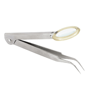 PINZA ANTIMAGNETICA CON LUPA 3X