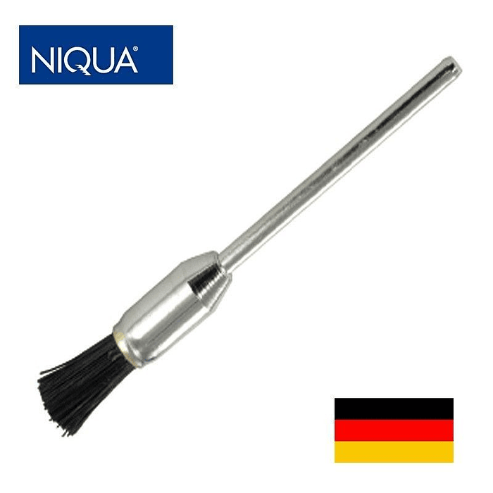 ESCOBILLA PARA FLEXIBLE NEGRA PUNTA TIPO FLAMA. CON EJE NIQUA ALEMANIA