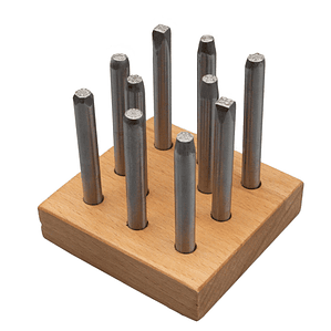 SET DE 10 CUÑOS CON DISEÑO FLORALES Y CIRCULOS CON BASE