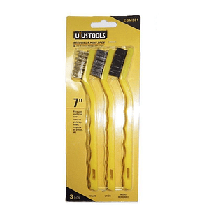 ESCOBILLAS DE MANO SET 3 UNIDADES ACERO PLASTICO Y BRONCE