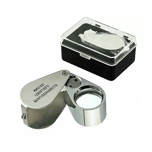 LUPA CROMADA 30 X 21 MM C/LED EN ESTUCHE