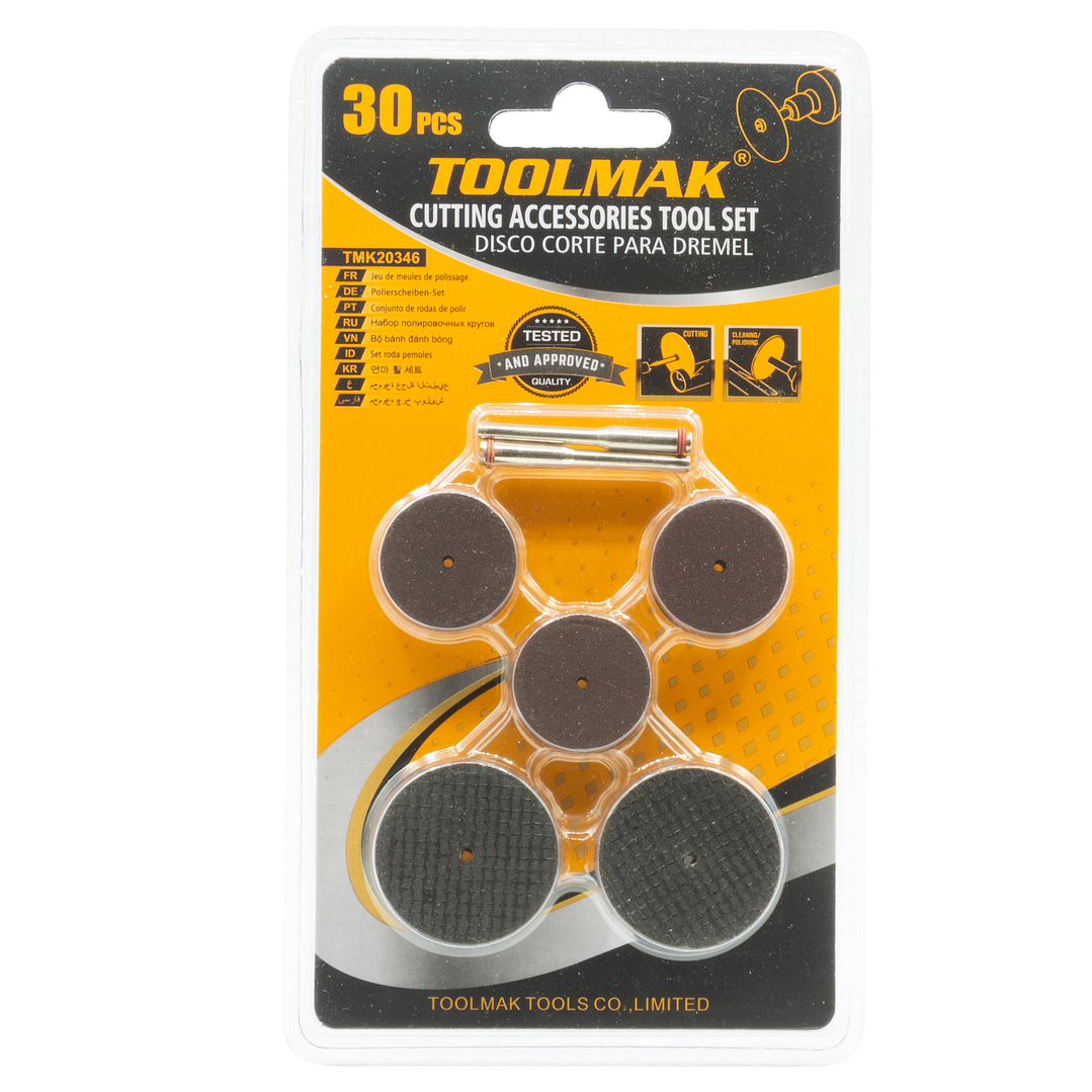 Set de 30 discos de corte de 32 mm y 24 mm. con mandriles 1